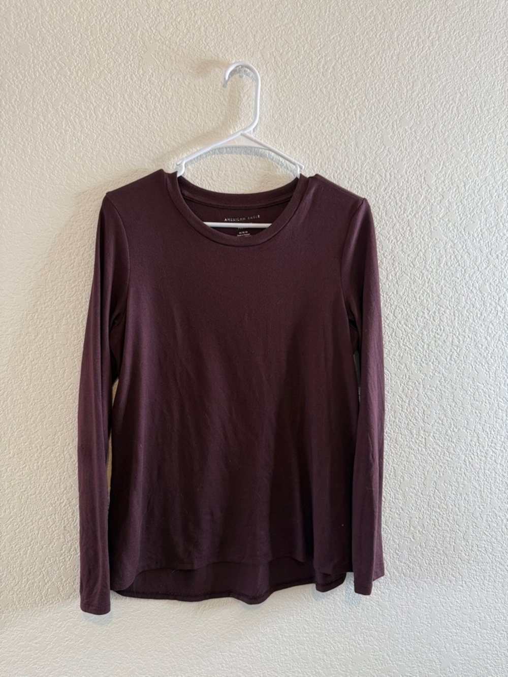 American Eagle Outfitters Deep Plum Long-Sleeve Crewneck
